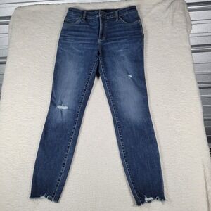 Kut from the Kloth Skinny Jeans Womens 30x28 Dark Wash Distressed Raw Hem Frayed